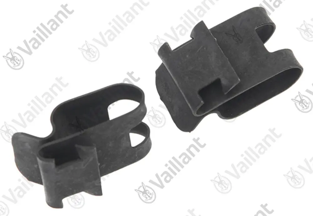 Vaillant Klammern in schwarz, aus flexiblen Material, zur Befestigung von Lufteintrittsgittern, im Set von zwei Stück.